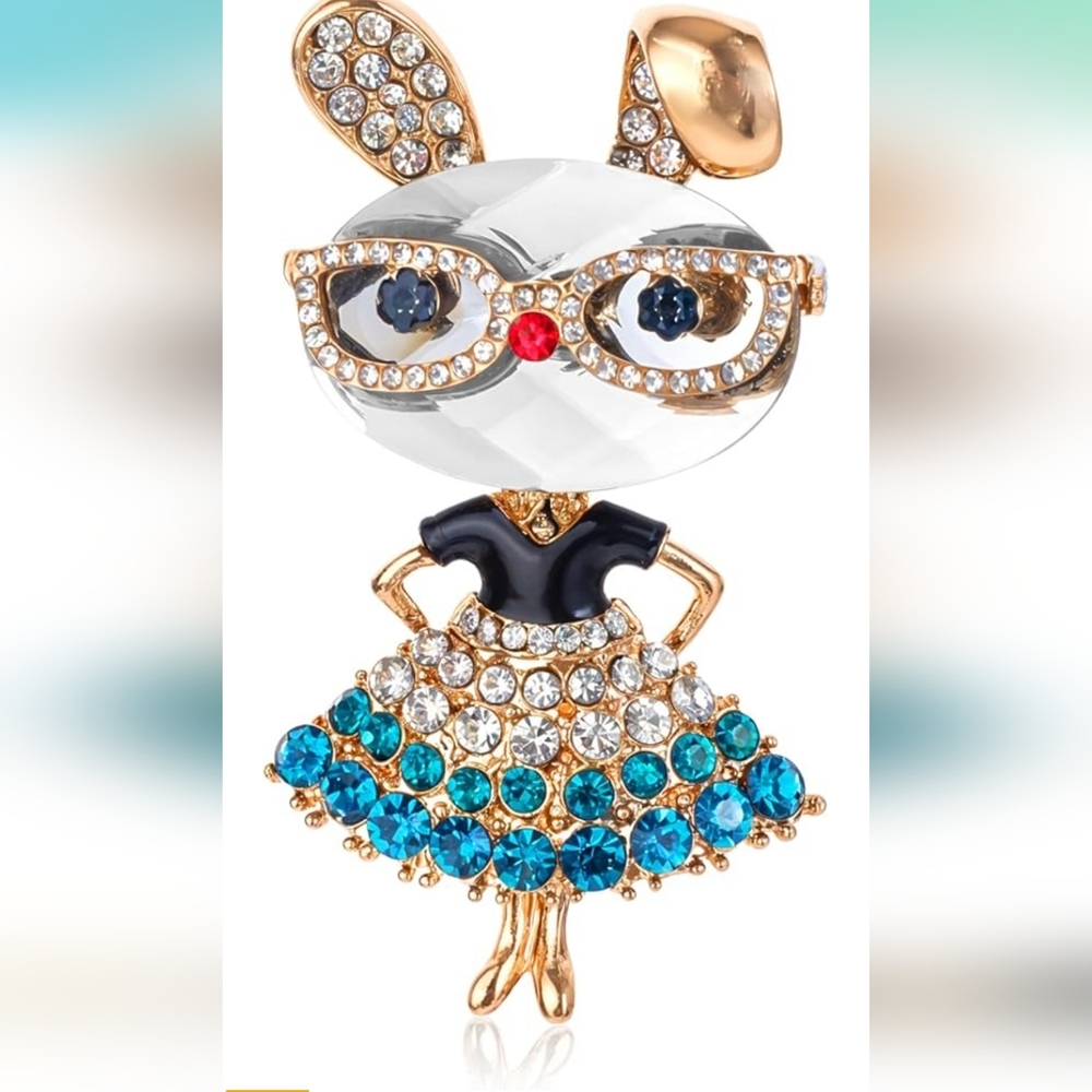 Chic Crystal Bunny Brooch